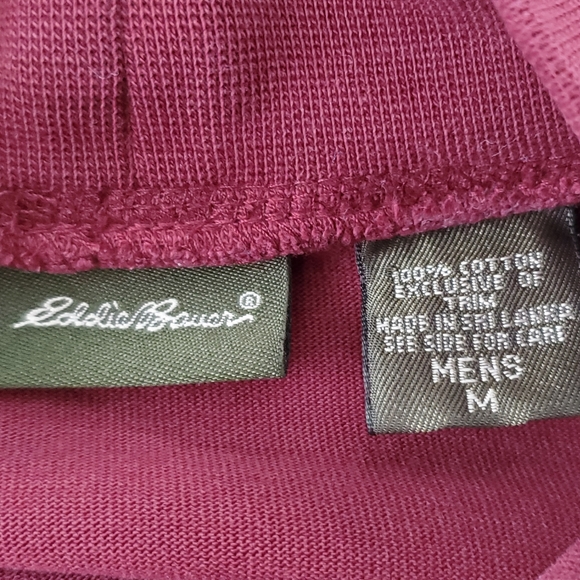 EDDIE BAUER Men's High Neck pullover long sleeve red shirt MEDIUM - Picture 3 of 5